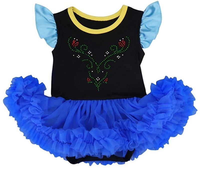HIHCBF Baby Girls 1st Christmas Outfit Anna Costume Princess Birthday Romper Tutu Dress w/Headband Shoes - Image 2